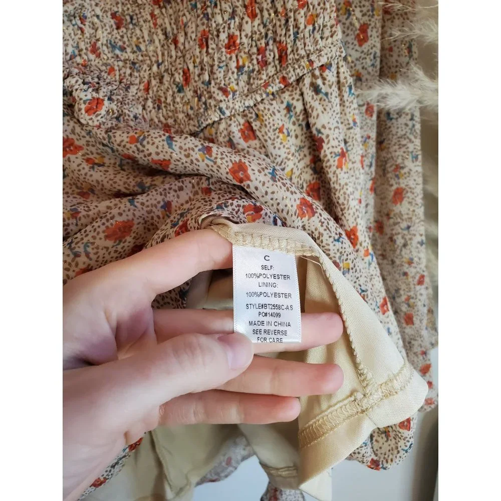 Arula Altar'd State Floral Metallic Smocked Top 3X - Picture 7 of 7